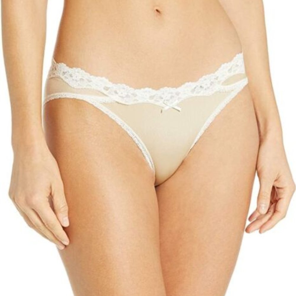 Maidenform NWT Latte Lift Ivory Lace Trim Sexy Bikini DM0016 L/7 XL/8